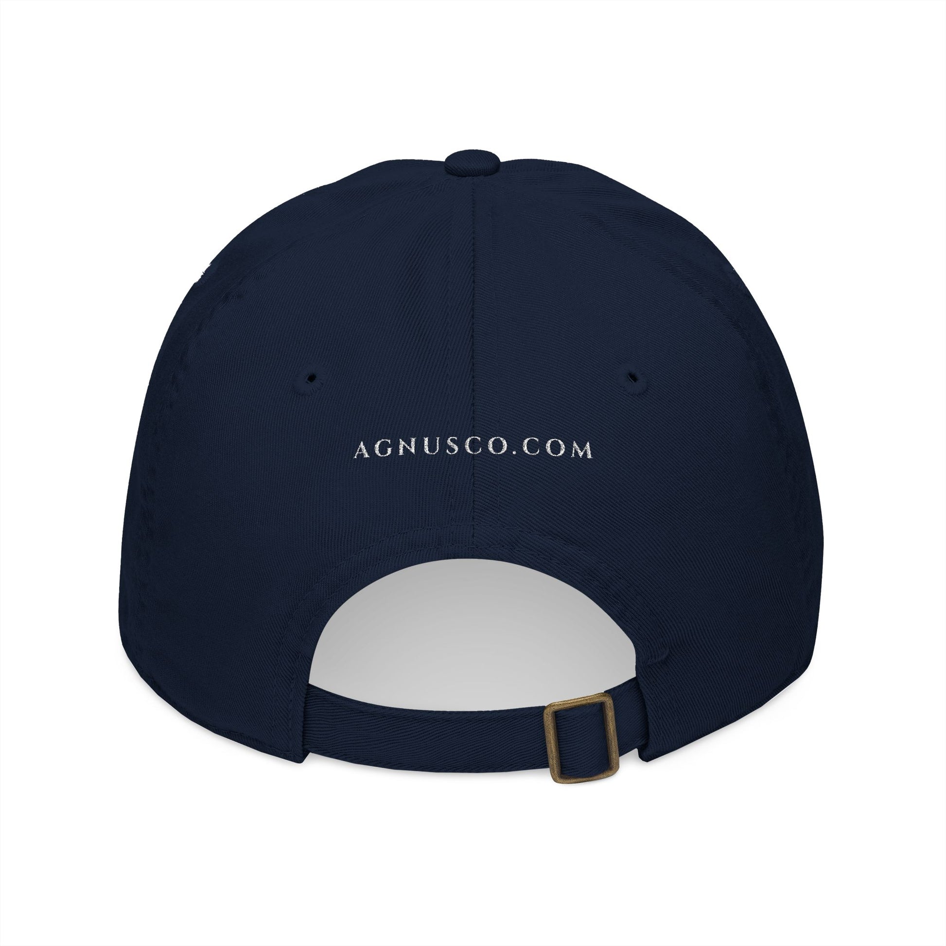 Agnus Co. In Nomine Patris navy cap — back view showing adjustable strap